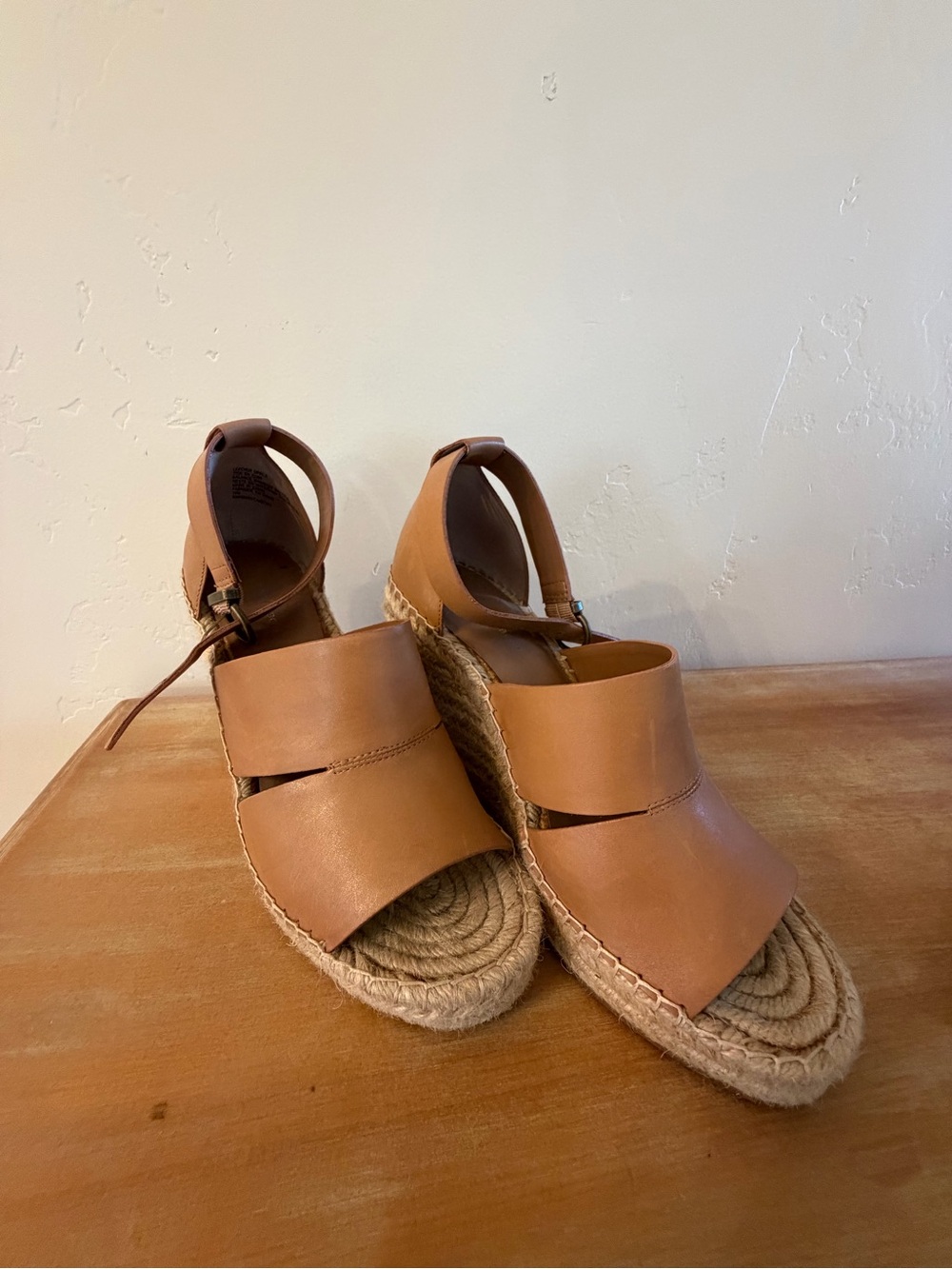 Treasure & Bond Tan Leather Espadrille Wedge Sandals